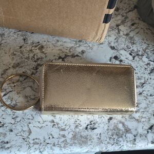 NWOT Gold Metallic Wristlet Clutch